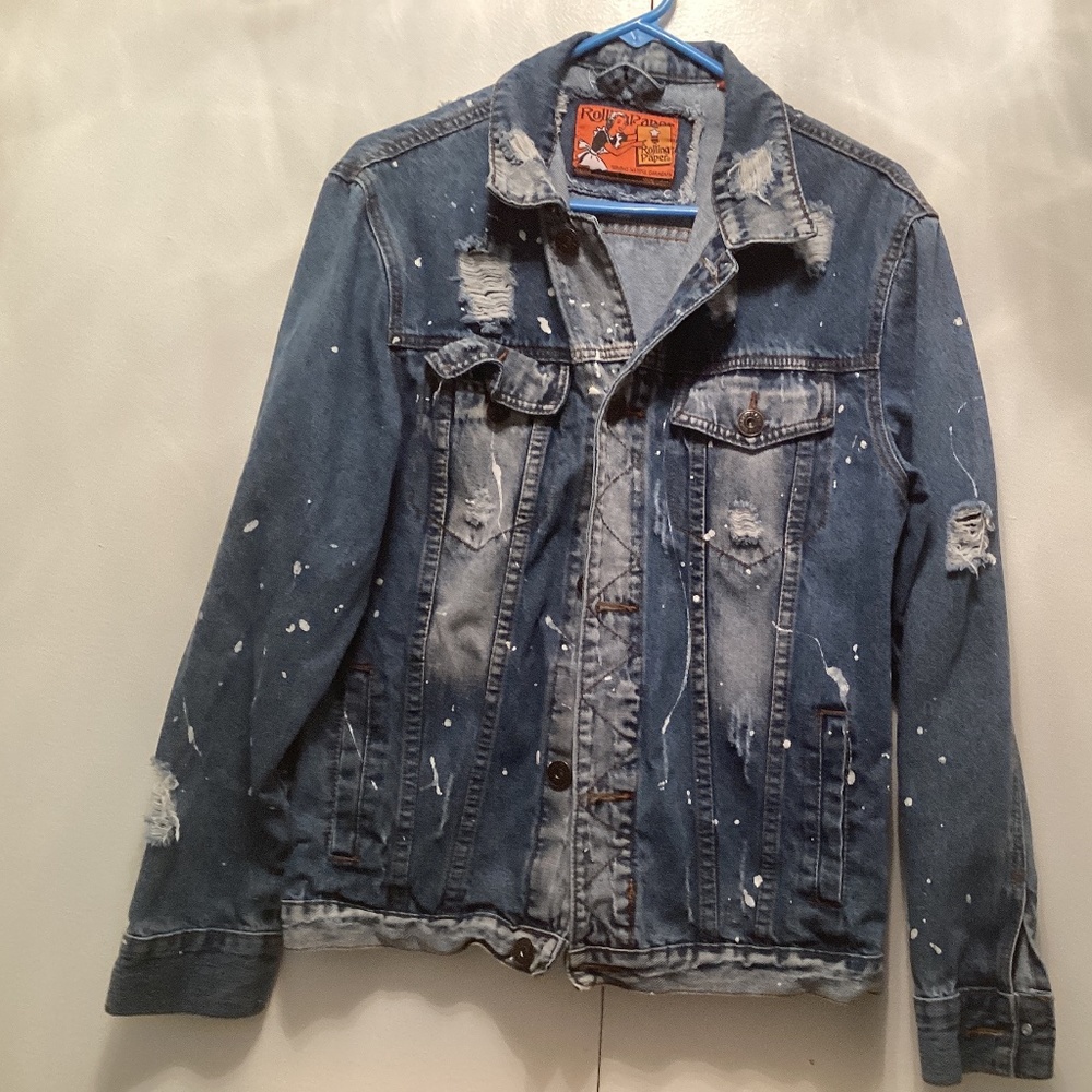 Rolling Paper distressed  jean jacket men size M
